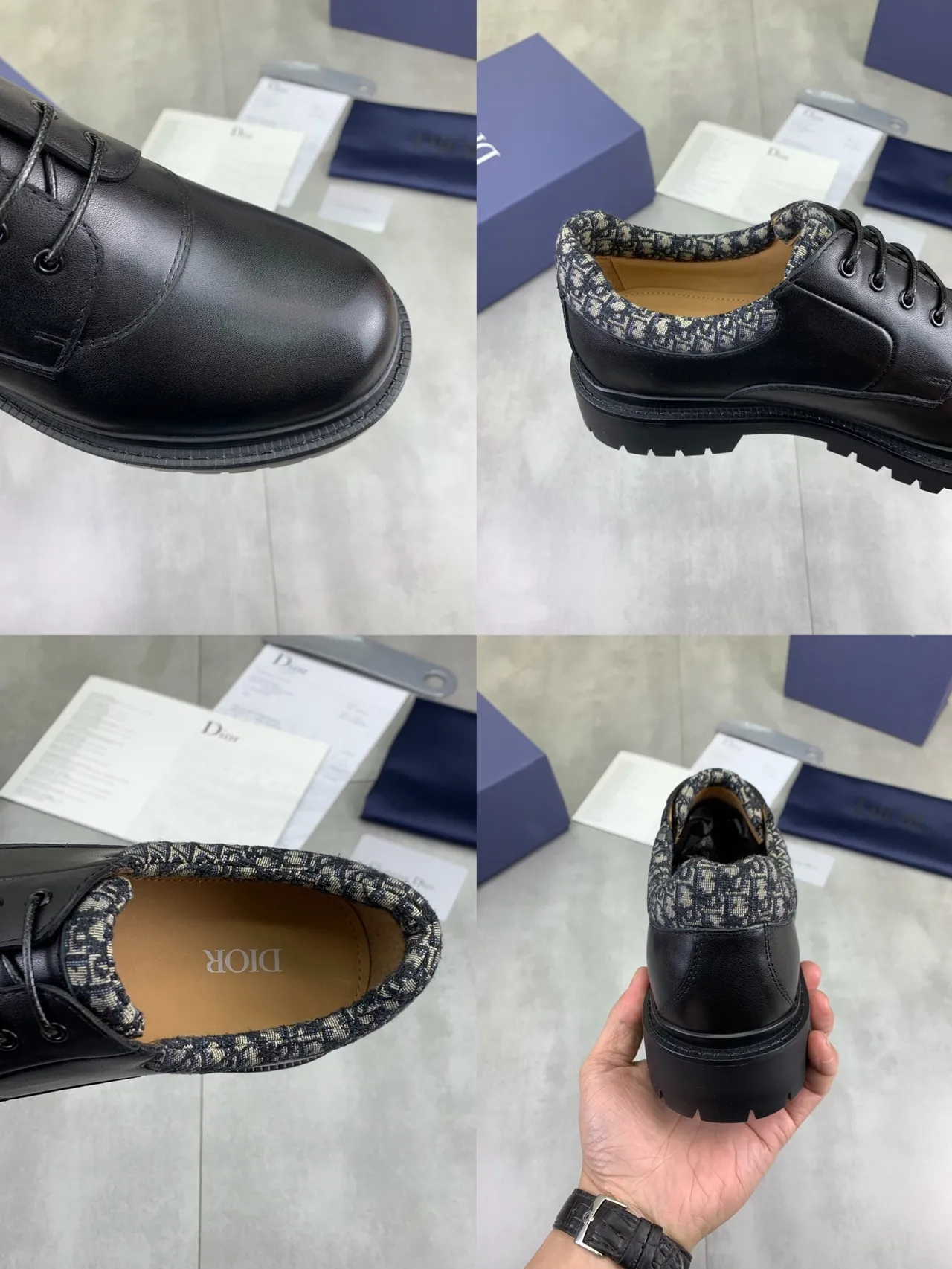 Dior Black Multicolor Glossy Monogrammed Collar Lining Leather Shoes 2