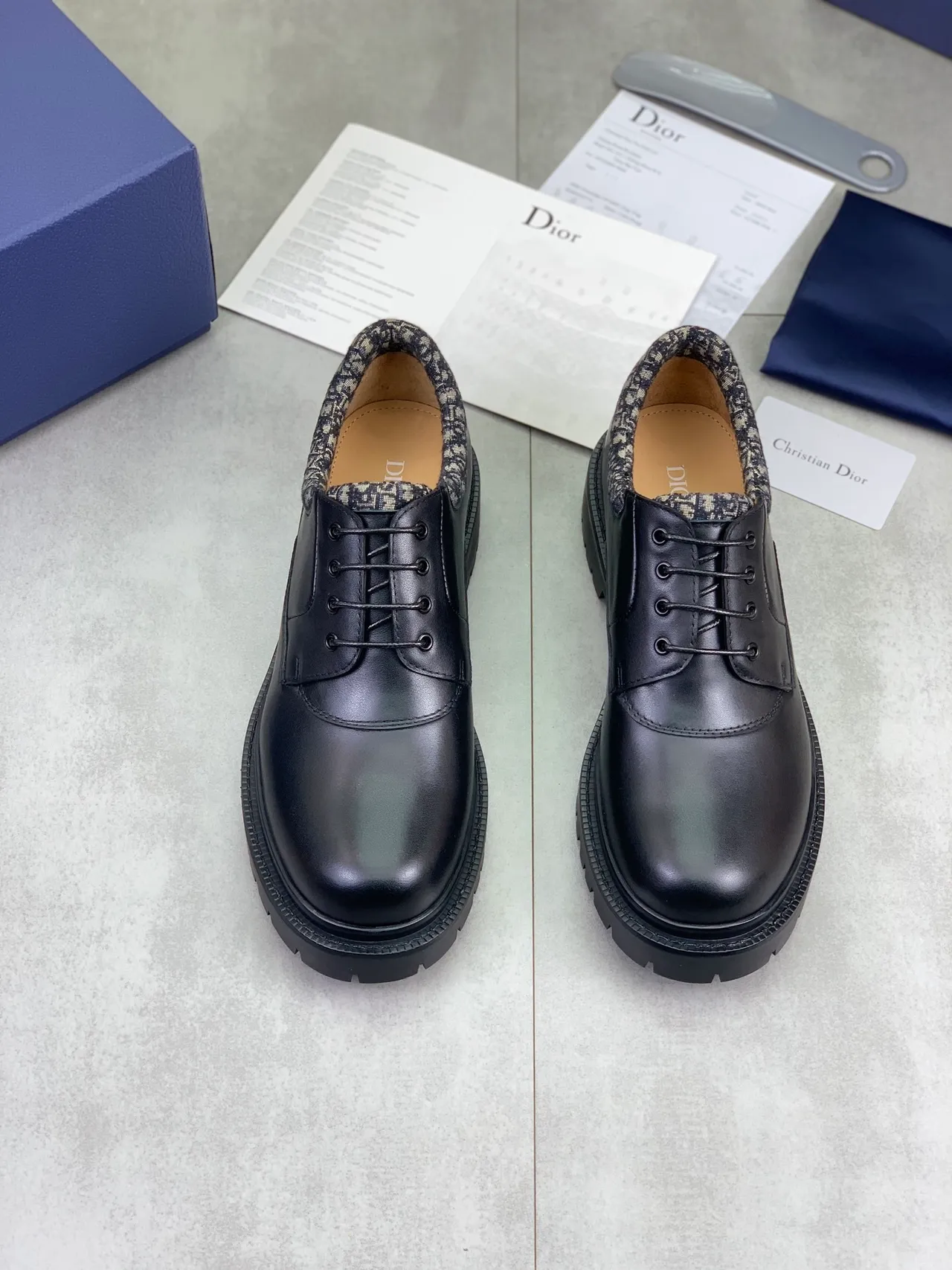 Dior Black Multicolor Glossy Monogrammed Collar Lining Leather Shoes 5