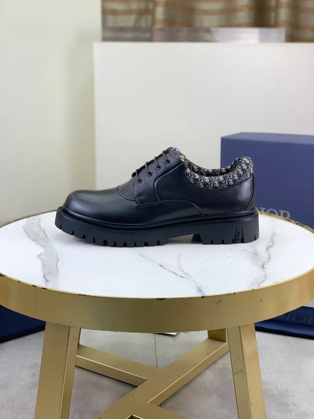 Dior Black Multicolor Glossy Monogrammed Collar Lining Leather Shoes 6