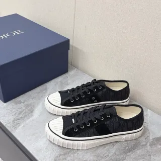 Dior Black White Monogrammed Fabric Upper Rubber Toe Cap Sneakers