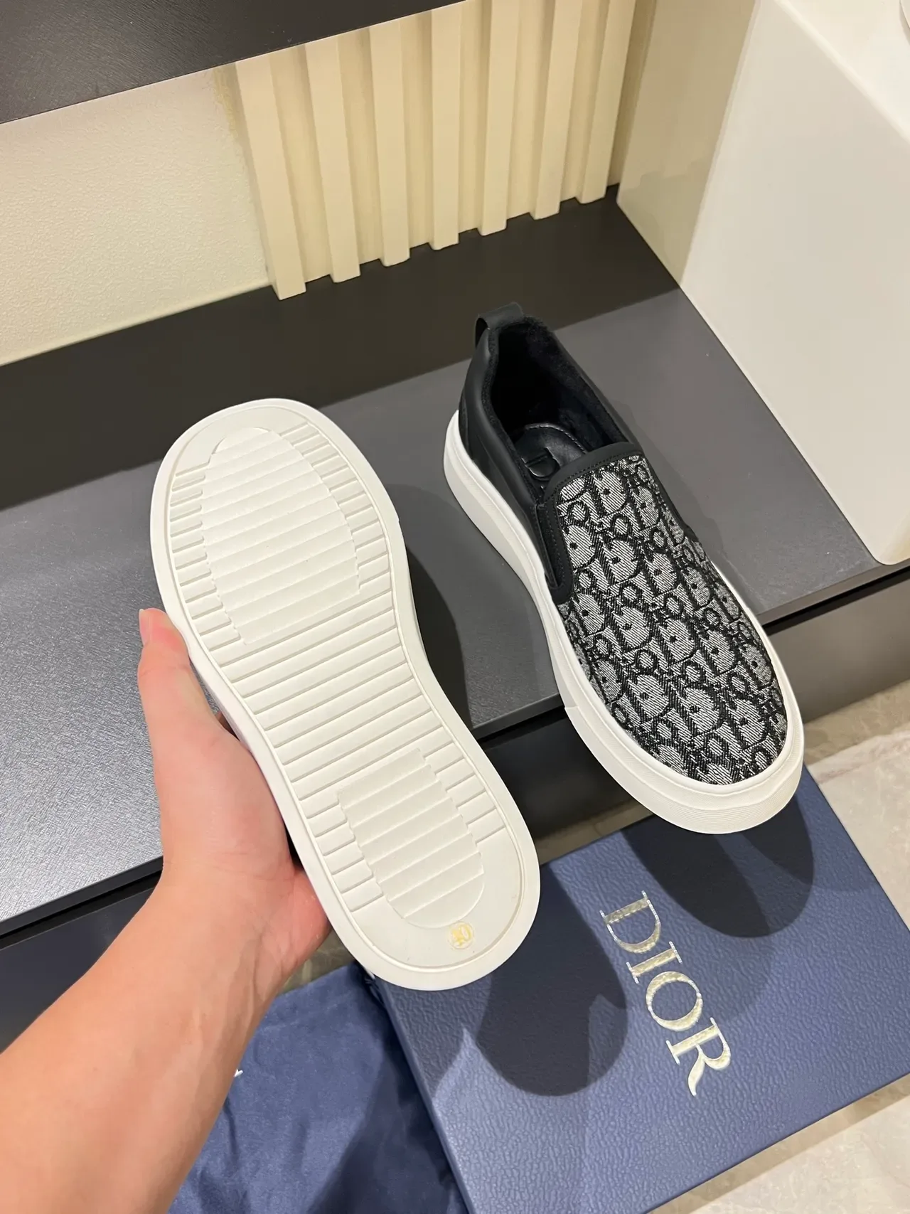 Dior Black White Monogrammed Textile Upper Leather Heel Counter Lifestyle Sneakers 3