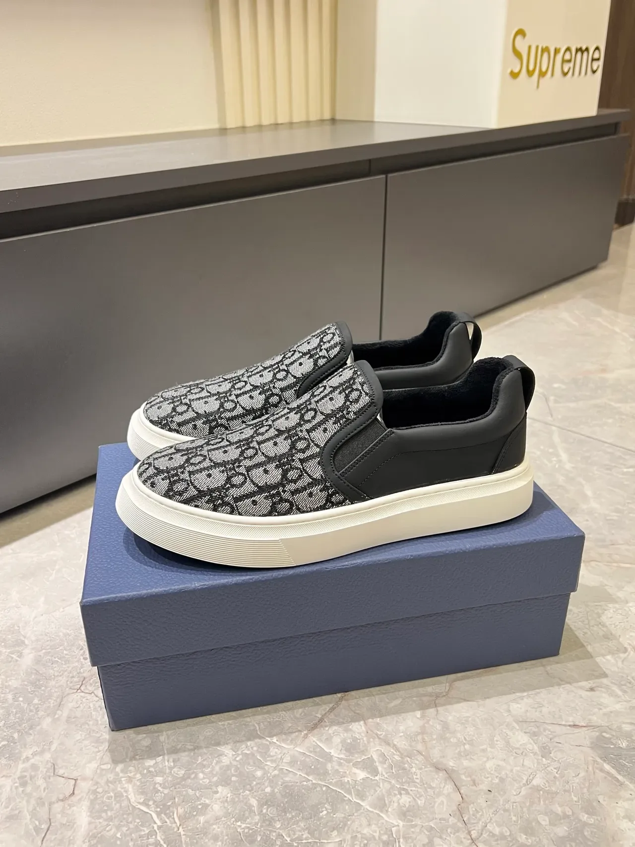 Dior Black White Monogrammed Textile Upper Leather Heel Counter Lifestyle Sneakers 4