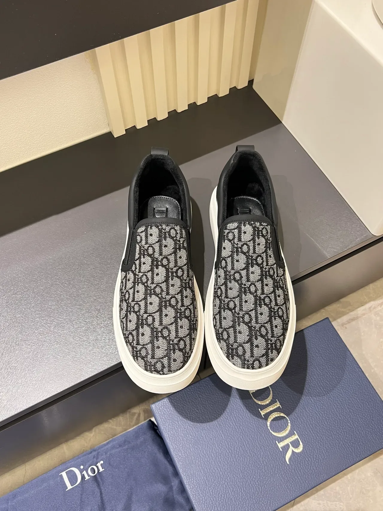 Dior Black White Monogrammed Textile Upper Leather Heel Counter Lifestyle Sneakers 5
