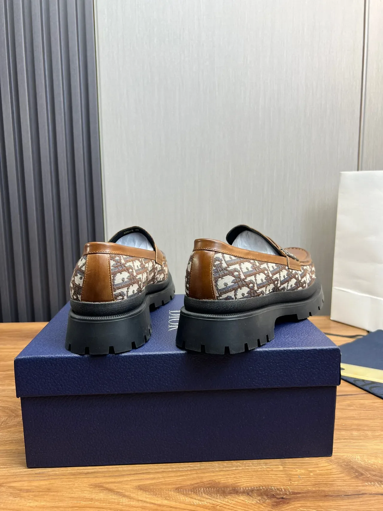 Dior Marrom Bege Penny Oblique Monogram Textil Loafer 5