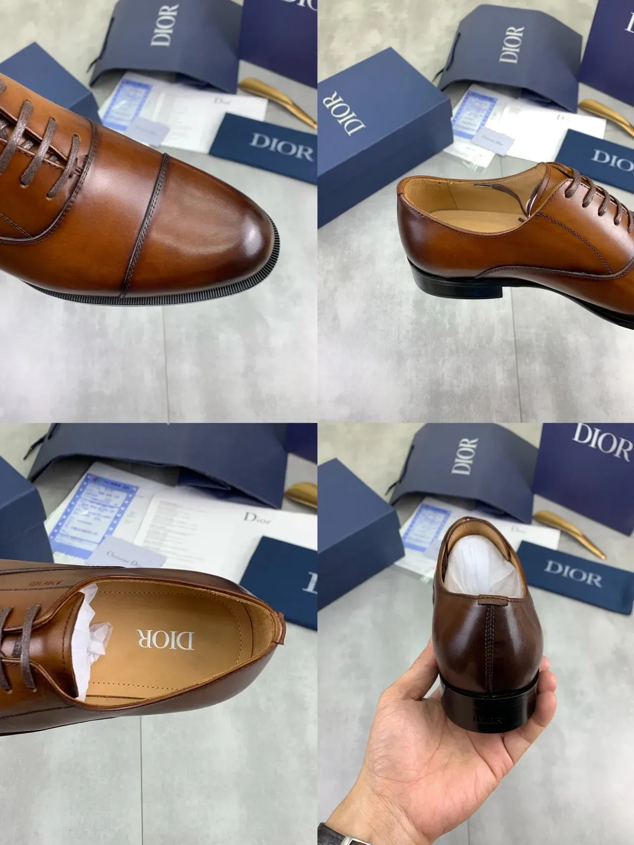 Dior Brown Black Cap-Toe Polished Leather Oxford Shoes 2