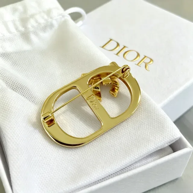 Dior CD Monogram Bow Crystal Brooch 2