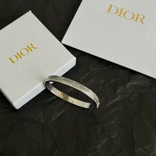 Dior 水晶镶嵌蝴蝶结图案银色手链