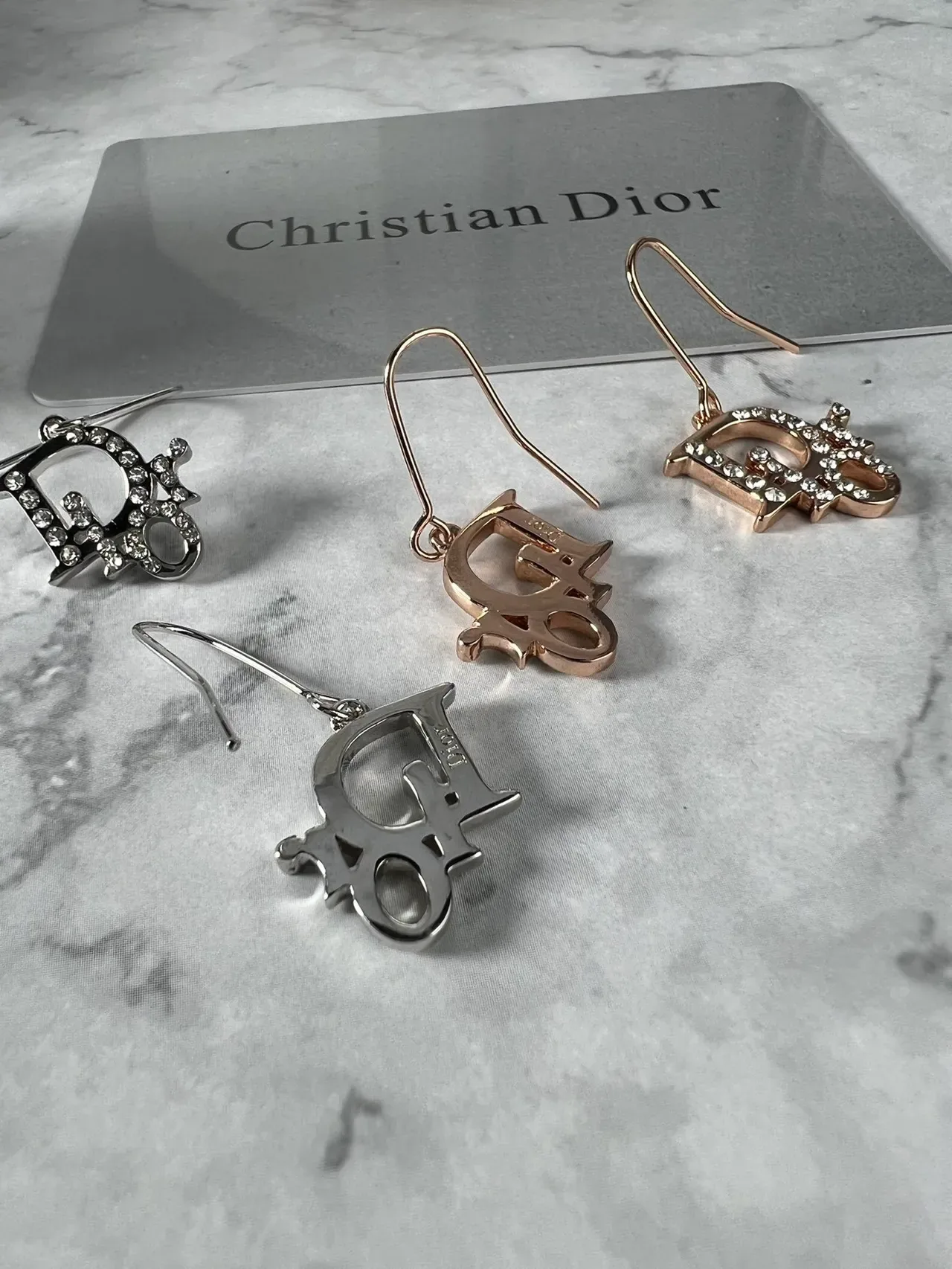 Dior Crystal-Embellished Dior Oblique Logo Drop Earrings 2