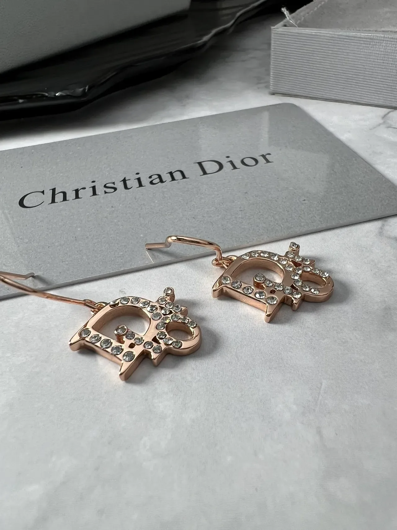 Dior Crystal-Embellished Dior Oblique Logo Drop Earrings 6