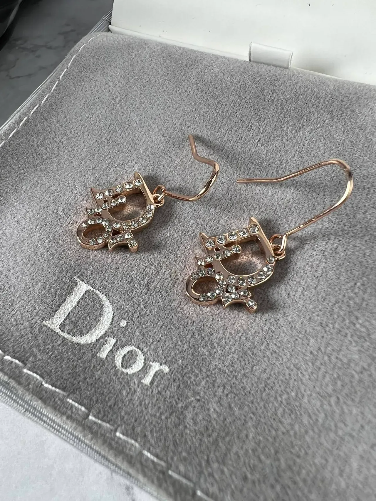 Dior Crystal-Embellished Dior Oblique Logo Drop Earrings 7