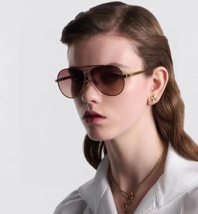 Dior Gold Black Aviator Silhouette Metal Frame Sunglasses 5