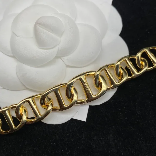 Dior dourado branco oversized Curb-Link Chain de metal colar 2