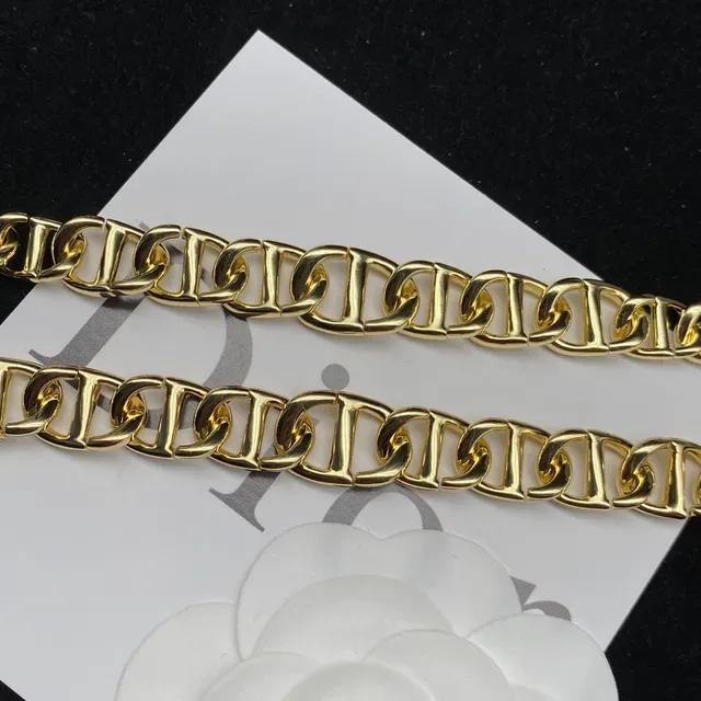 Dior dourado branco oversized Curb-Link Chain de metal colar 4