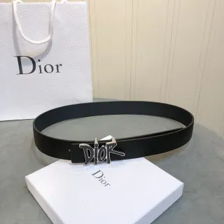 Dior Graffiti Logo Black Leather Belt