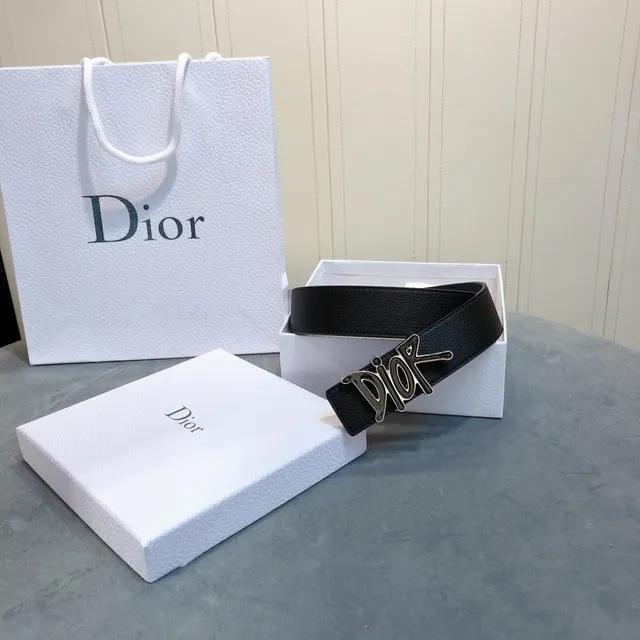 Dior Graffiti Logo Black Leather Belt 4