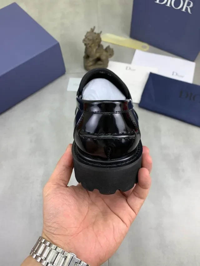 Dior Loafer Noir Cuir Patenté Brillant Bride Penny 3