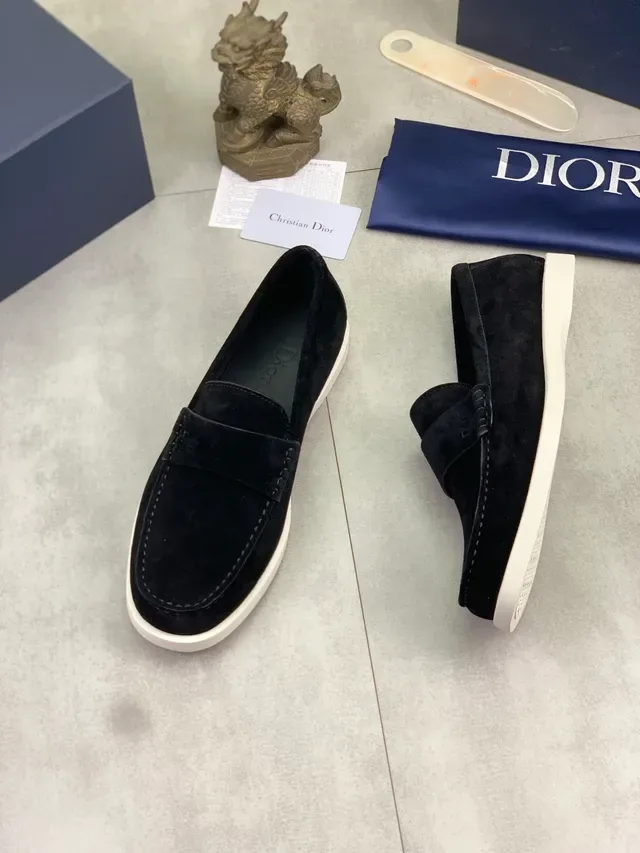Dior Mocassin Noir Blanc Daim Bride Penny 5