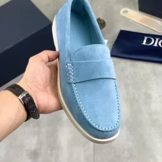 Dior Mocassin Bleu Blanc Daim Penny Strap Mocassin