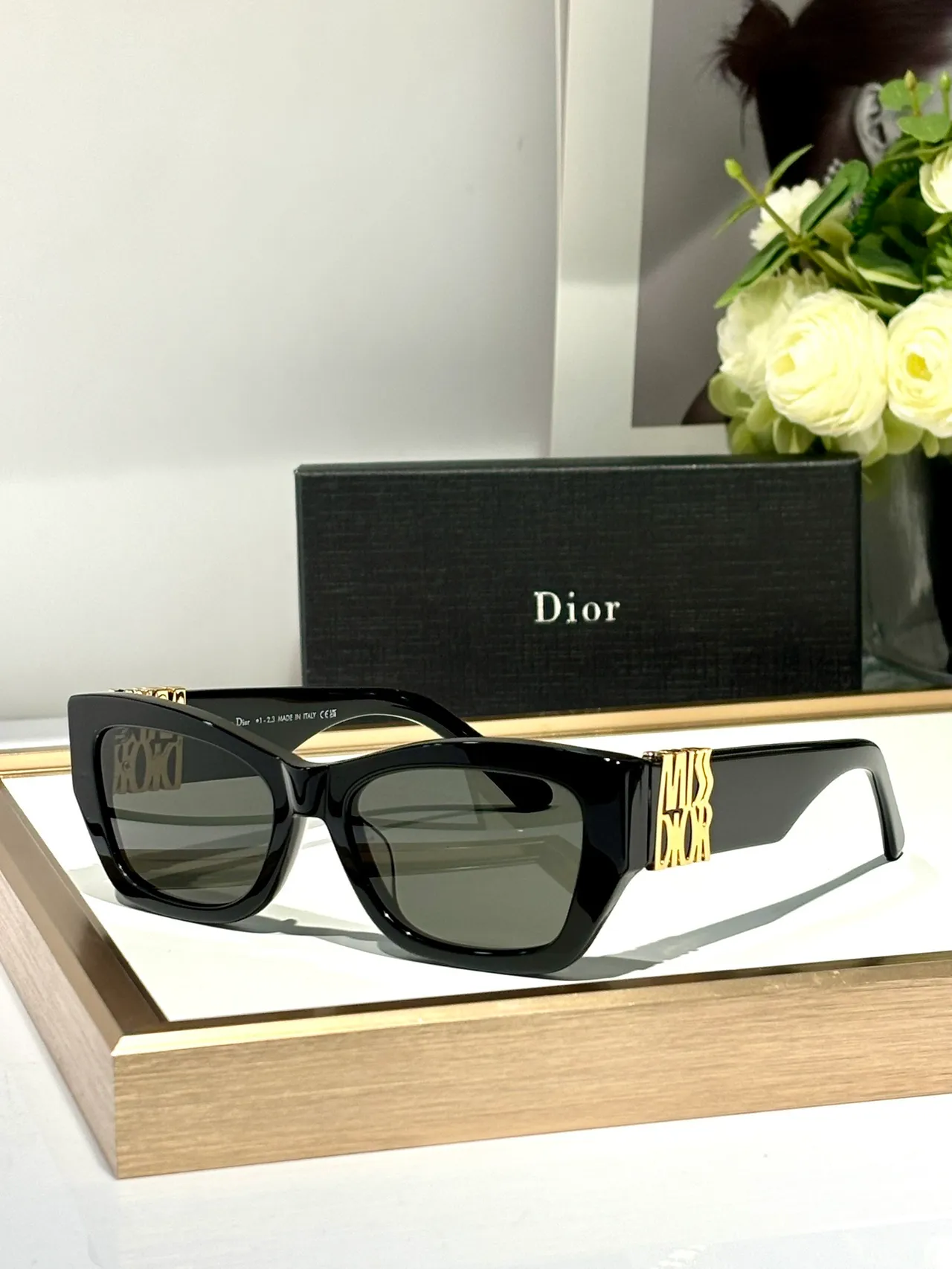 Dior Miss Dior Glossy Black Rectangular Cat-Eye Sunglasses 5