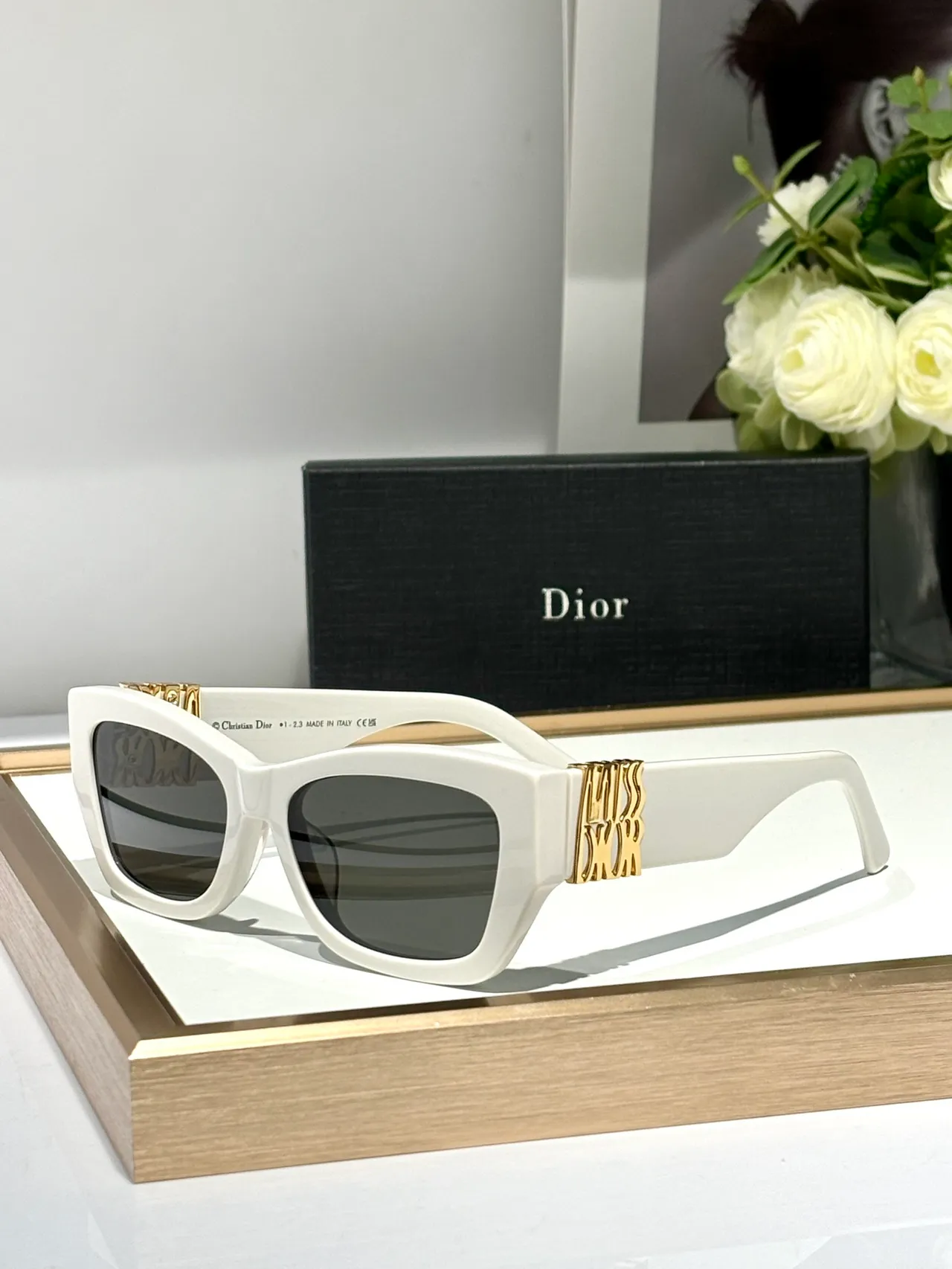 Dior Miss Dior Glossy Black Rectangular Cat-Eye Sunglasses 6