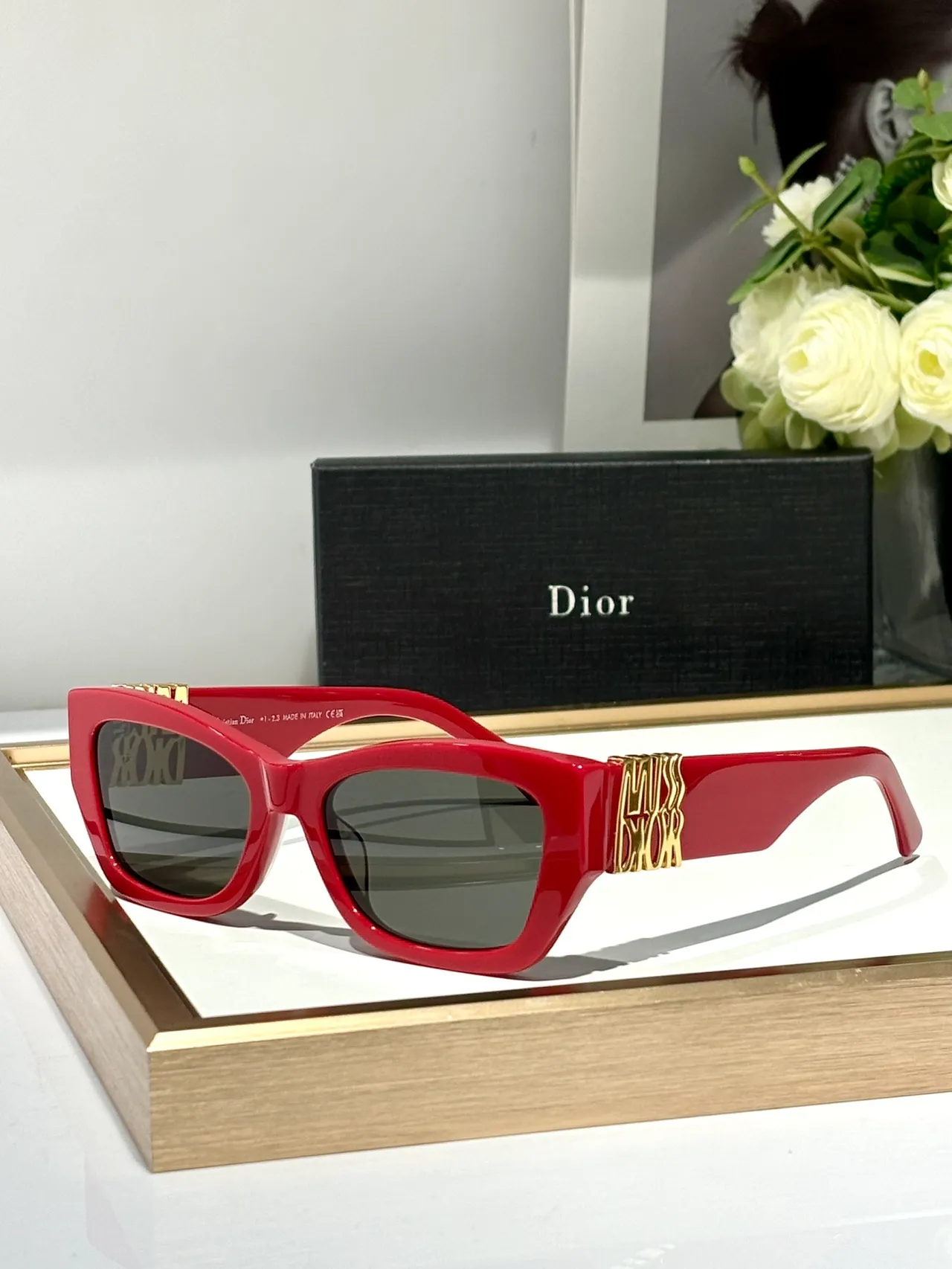 Dior Miss Dior Glossy Black Rectangular Cat-Eye Sunglasses 7