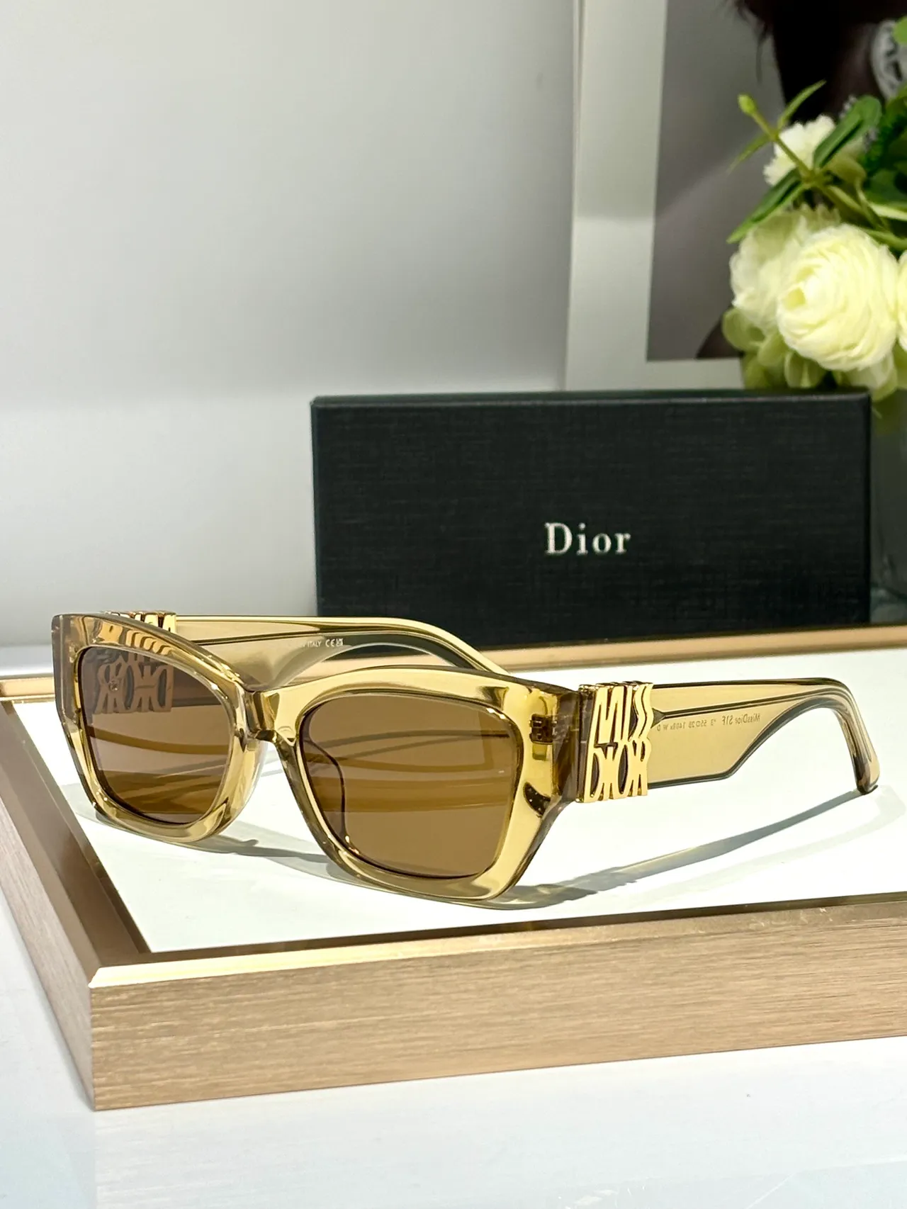 Dior Miss Dior Glossy Black Rectangular Cat-Eye Sunglasses 9