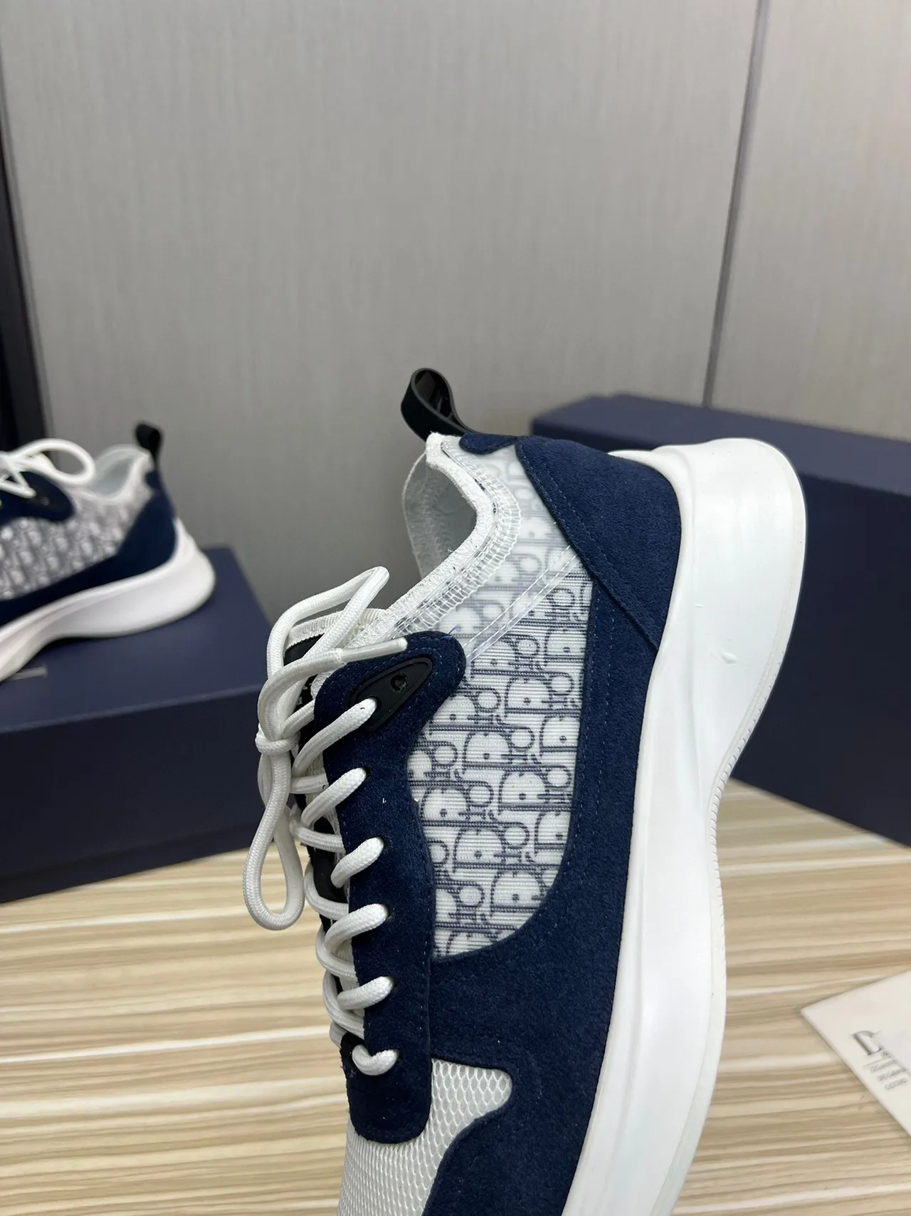 Dior Navy White Chunky Platform Sole Mixed Suede And Mesh Lifestyle Sneakers 6
