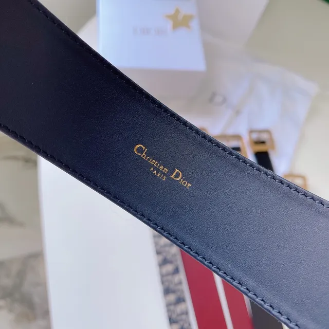 Dior Oblique Monogram Beige and Navy Canvas Belt 3