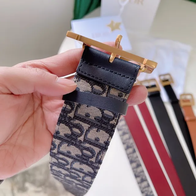 Dior Oblique Monogram Beige and Navy Canvas Belt 4