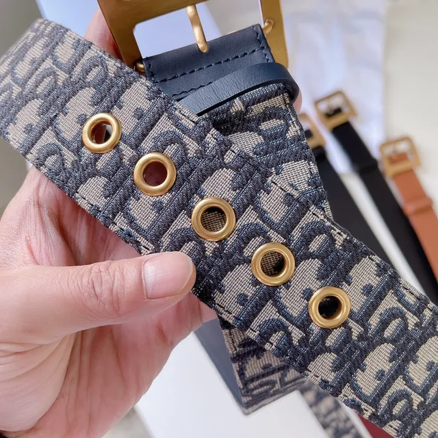 Dior Oblique Monogram Beige and Navy Canvas Belt 5
