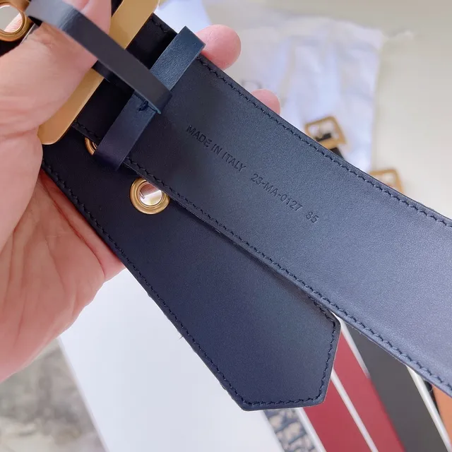 Dior Oblique Monogram Beige and Navy Canvas Belt 6