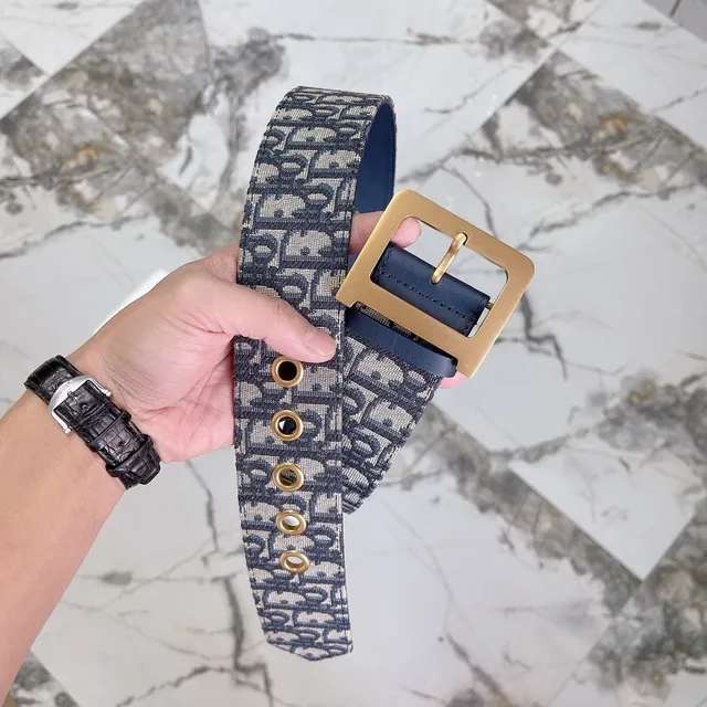 Dior Oblique Monogram Beige and Navy Canvas Belt 8