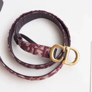 Cinto de couro Dior Oblique Monogram burdeos e preto