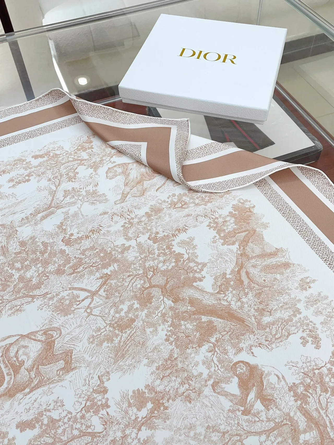 Dior Printed Pastoral Toile Silk Scarf 6