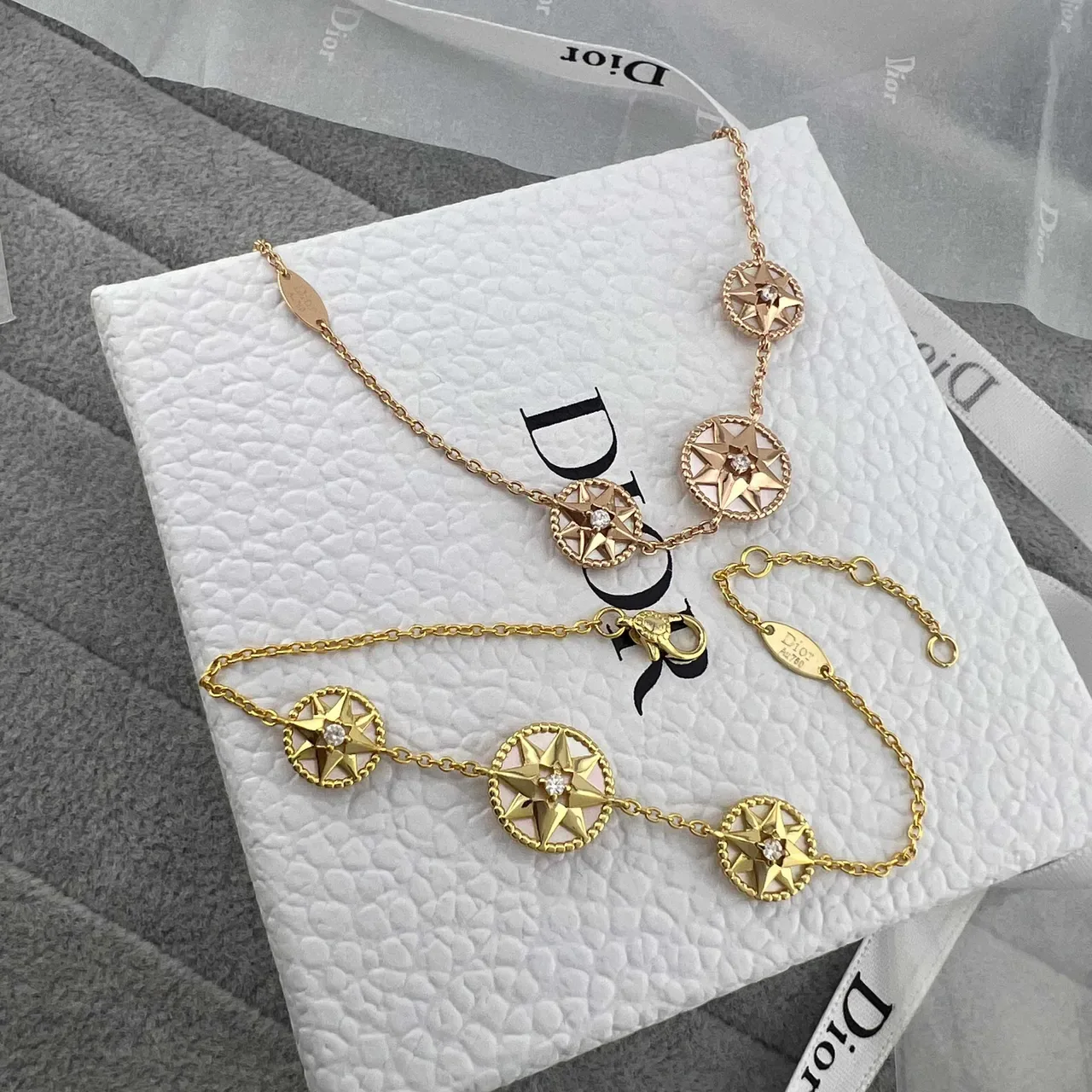 Dior Rose des Vents Three-Star Gold-Tone Crystal Bracelet 2