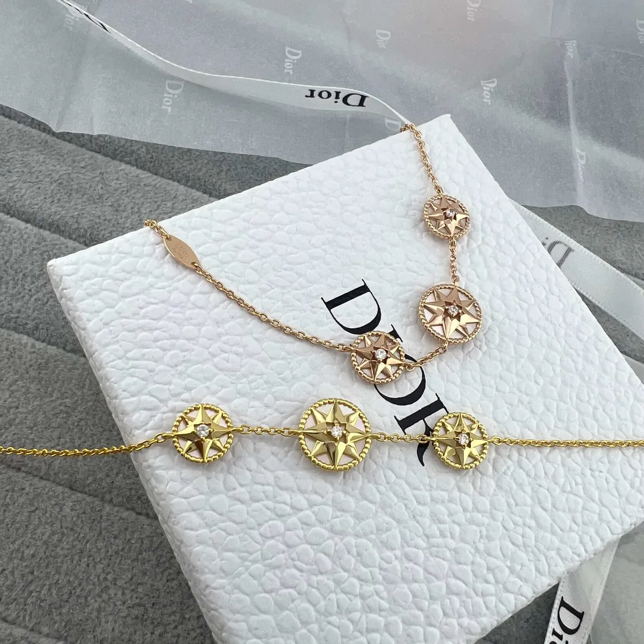 Dior Rose des Vents Three-Star Gold-Tone Crystal Bracelet 3