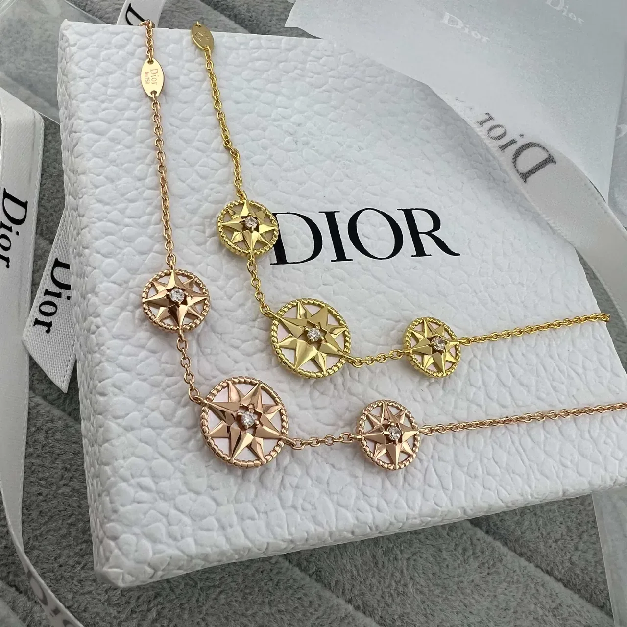 Dior Rose des Vents Three-Star Gold-Tone Crystal Bracelet 4