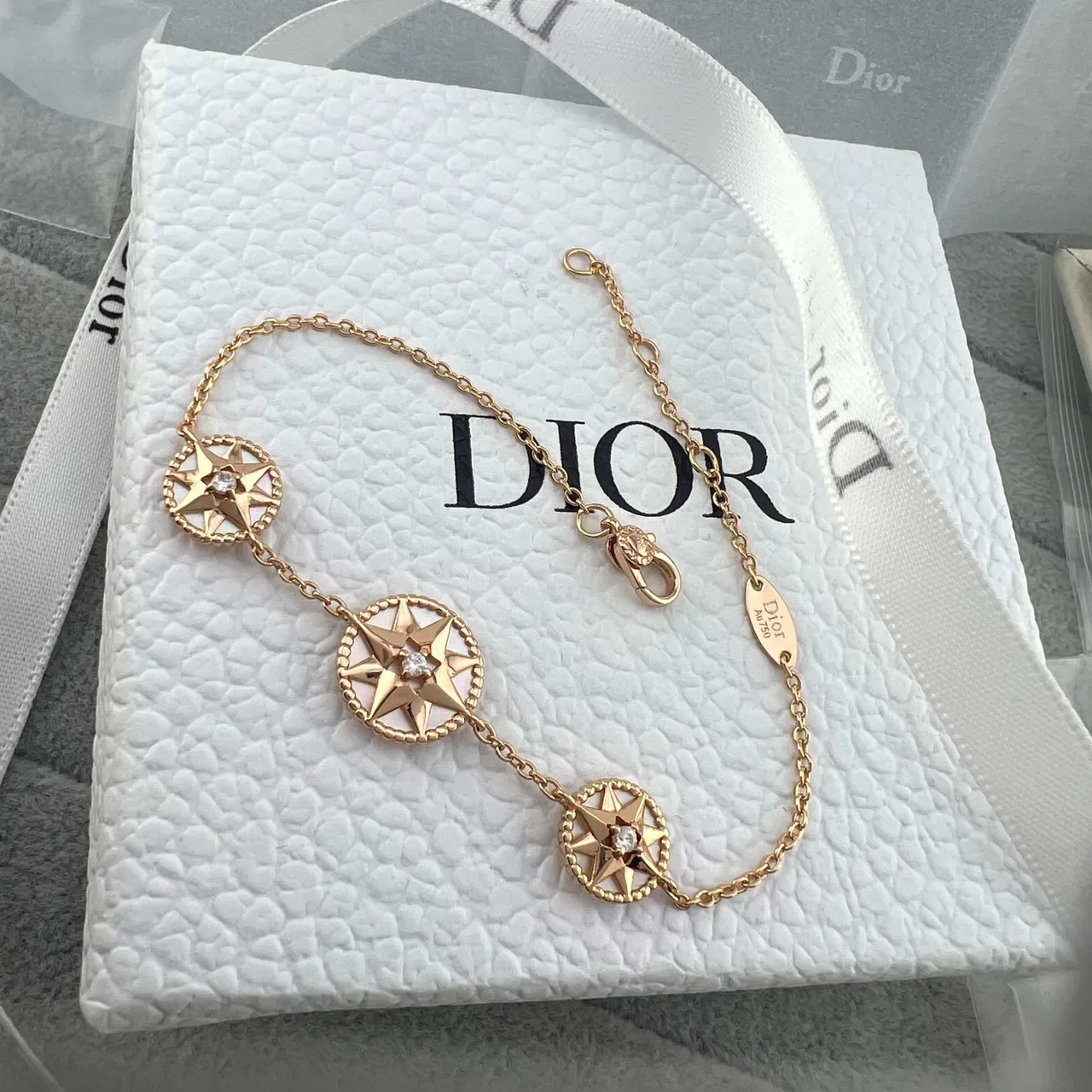 Dior Rose des Vents Three-Star Gold-Tone Crystal Bracelet 5