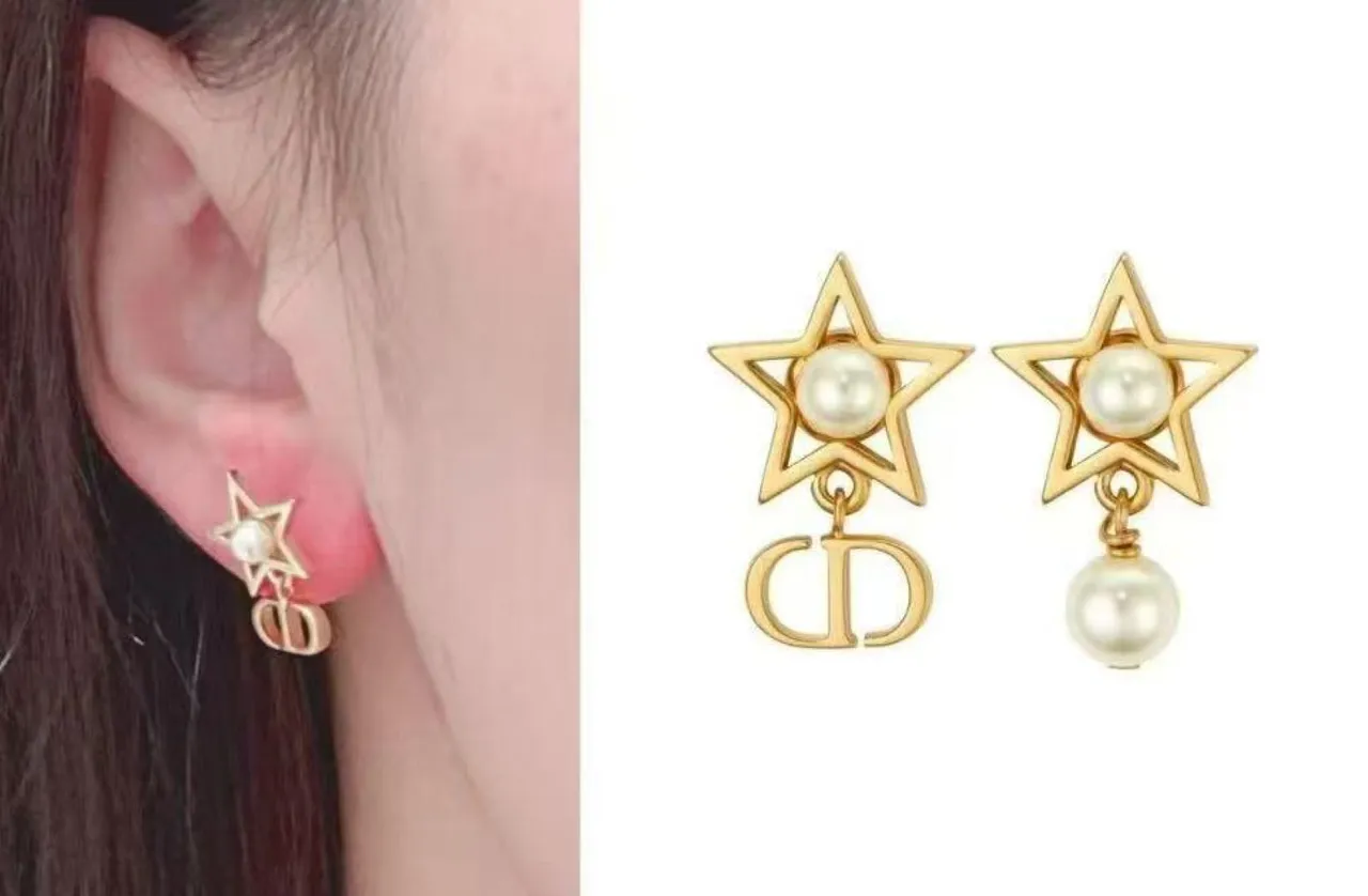 Dior Star Pearl Gold-Tone Earrings 6
