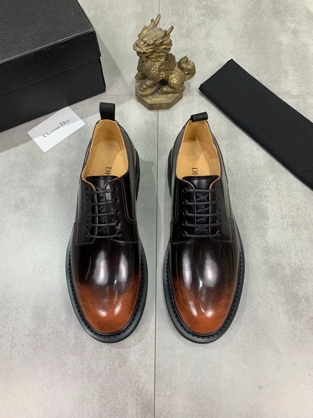 Dior Two-Tone Polished Cap-Toe Oxford Shoes 5