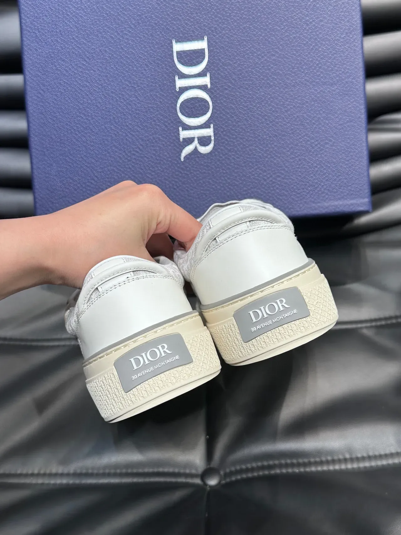 Dior White Beige Low-Top Smooth Leather Lifestyle Sneakers 6