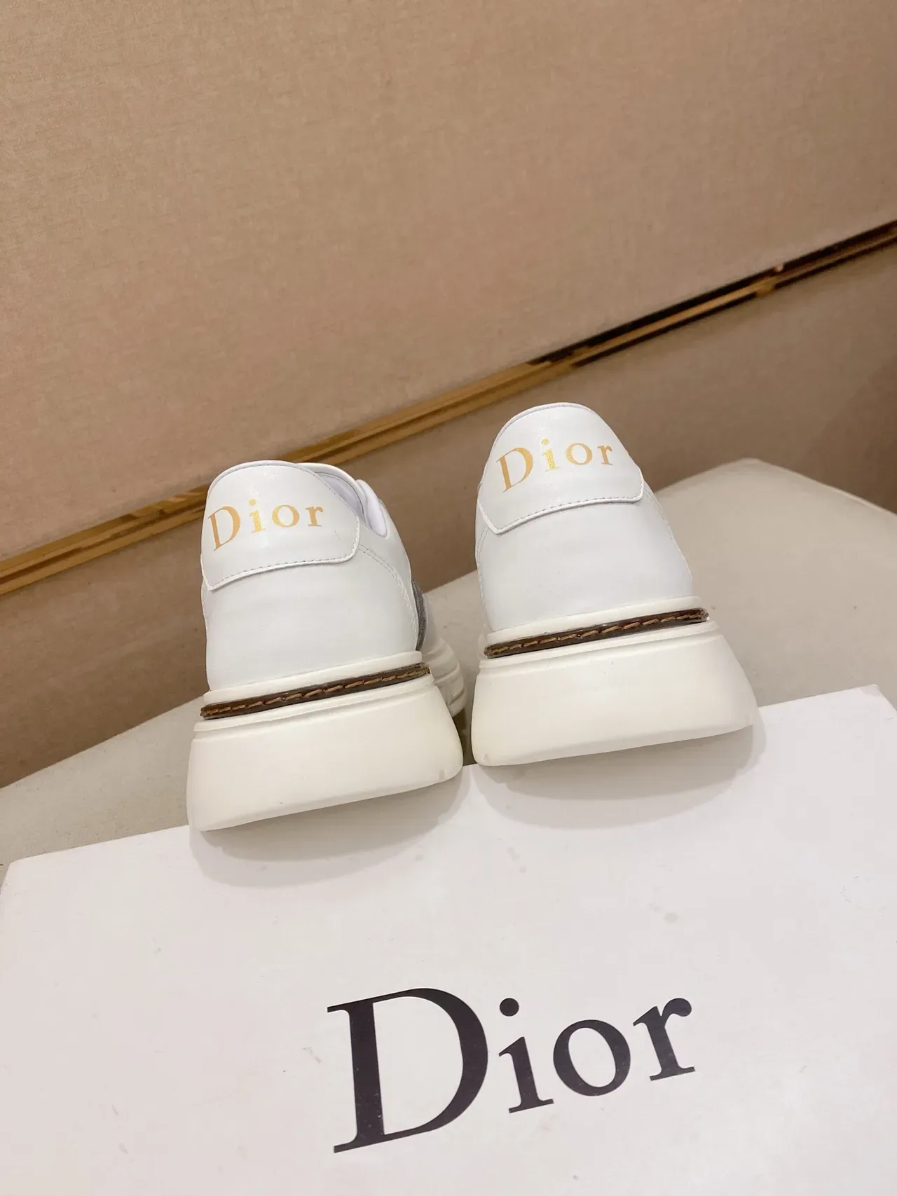 Dior White Gray Chunky Platform Sole Monogrammed Textile Panels Lifestyle Sneakers 3