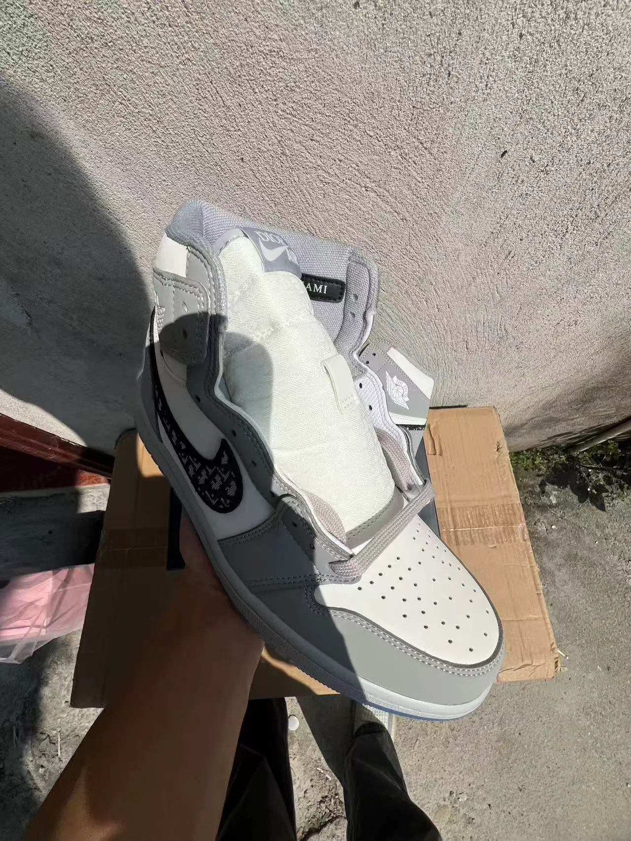 Dior x Air Jordan 1 Gris Blanco Monogram Zapatos de Baloncesto 2