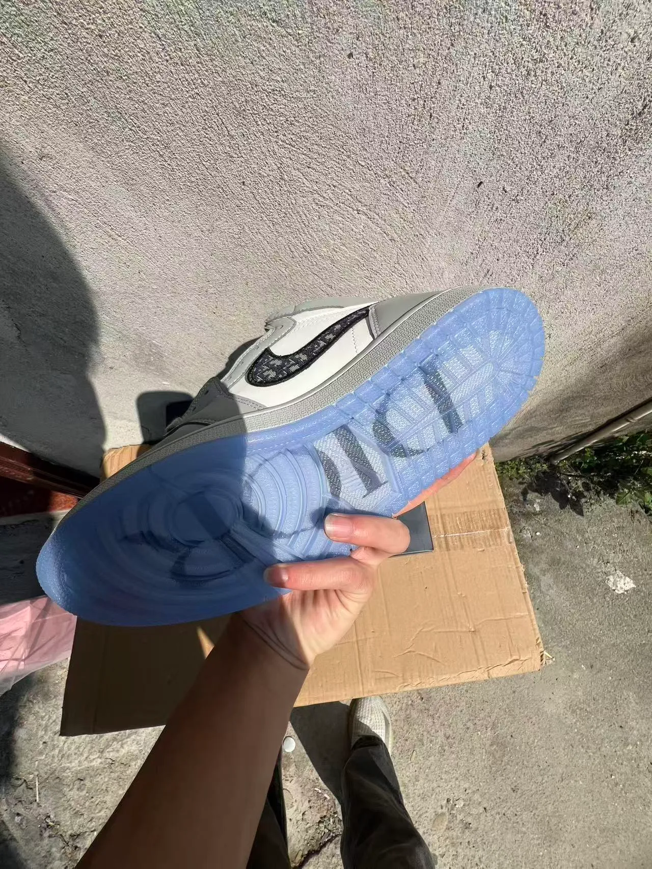 Dior x Air Jordan 1 Gris Blanco Monogram Zapatos de Baloncesto 6