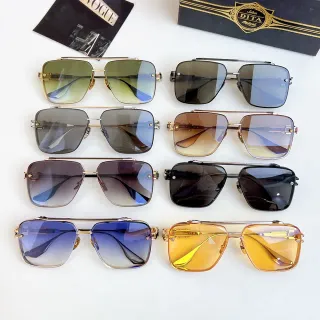DITA Multicolor Gold Aviator-Inspired Square Frame Double Bridge Sunglasses