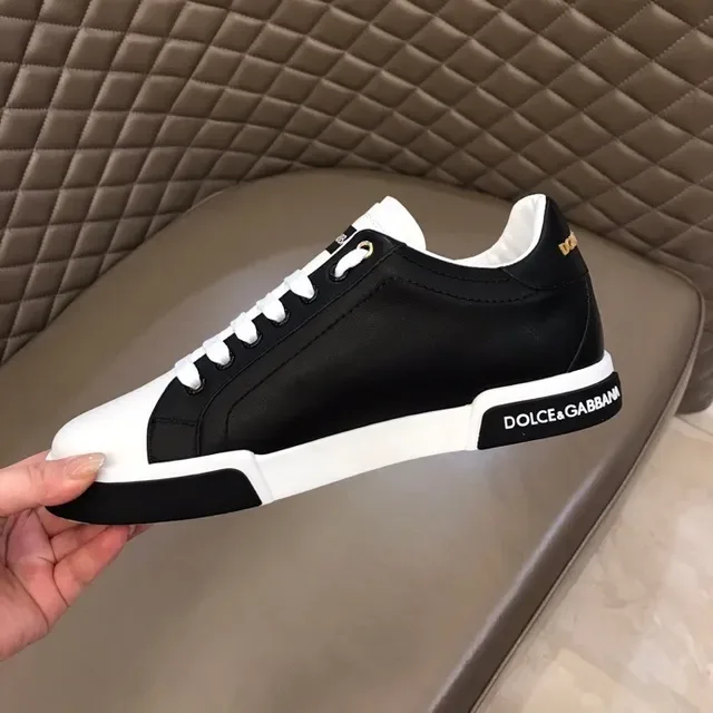 Dolce & Gabbana Black and White Leather Lifestyle Sneakers 2