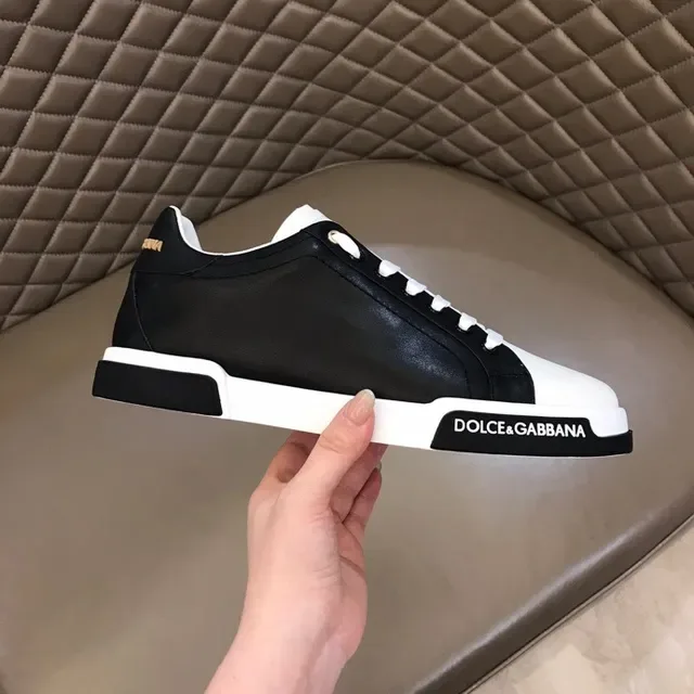 Dolce & Gabbana Black and White Leather Lifestyle Sneakers 5