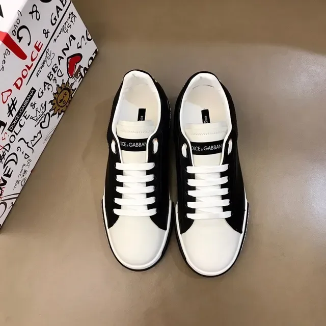Dolce & Gabbana Black and White Leather Lifestyle Sneakers 8