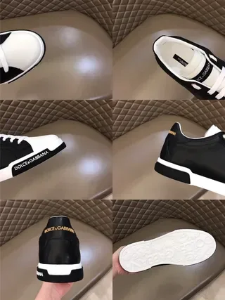 Dolce & Gabbana Black and White Leather Lifestyle Sneakers 9