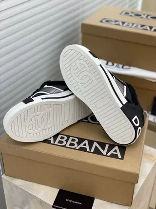 Dolce & Gabbana Black White Leather And Synthetic Upper Metallic Heel Tab Lifestyle Sneakers 9